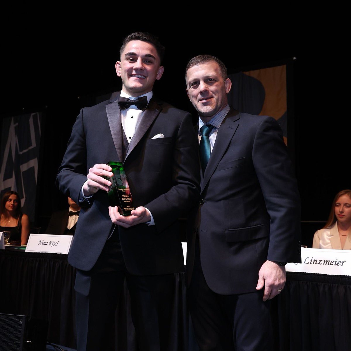 Congratulations to our award winners at last night's Spartan Academic Excellence Gala. Rayvon Foley took home the Diversity &amp; Leadership Award and Blake Noonan was our Scholar-Athlete Award winner!

#GoGreen | #SpartanStrong