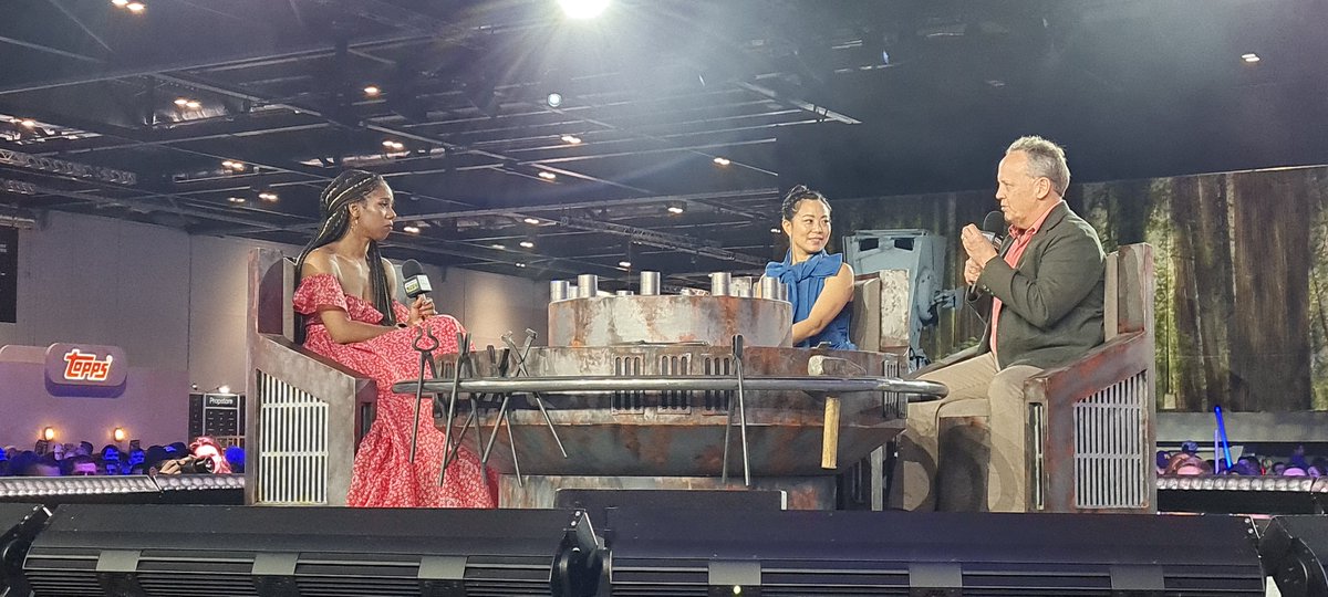 VadersFolly's tweet photo. Was really great to see the love for Omega @TheMichelleAng and "The majority of the Clones" @deebradleybaker (the man of  a thousand voices) when they came to the Live Stage! #SWCE2023 #YesSWCE2023 #TheBadBatchSeason3 "I like to blow things up because I like to blow things up!" https://t.co/b7qxaQ7178