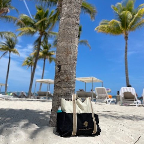 wsummit's tweet image. This Women's Summit bag made it to paradise. So, as we look toward the summer months and our vacation plans, please Save the Date, March 14, for the 2024 Women's Summit, presented by @BryantUniv. Until then, we hope you (and your Women's Summit bag) are well-traveled.