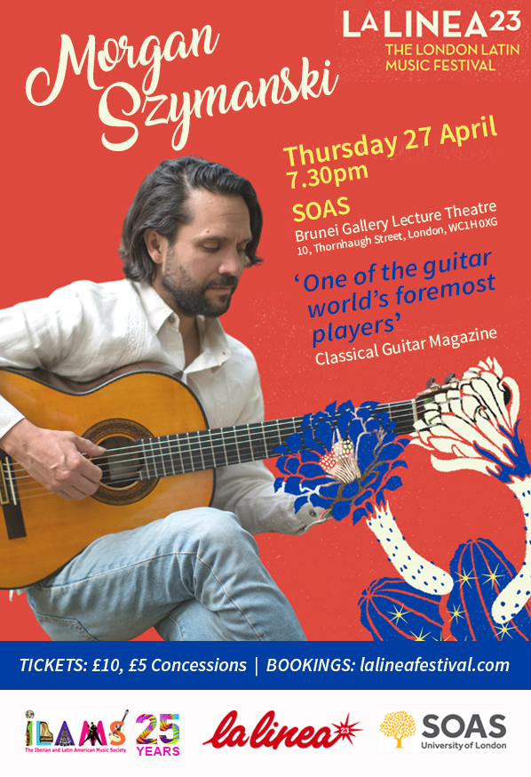 We celebrate ILAMS' silver jubilee on the 27 Apr at SOAS as part of La Linea, with a recital by the illustrious classical guitarist Morgan Szymanski. We mark this special occasion with a programme of great Latin American classical guitar music. Tix £10-£5 ilams.org.uk/silverjubilee.…