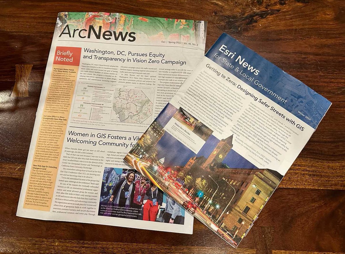 Wow, our work with @DCVisionZero was featured on the front page of both @ArcNewsMagazine AND @EsriSLGov - what an honor! Thank you @EsriPress esri.com/about/newsroom… @DDOTDC