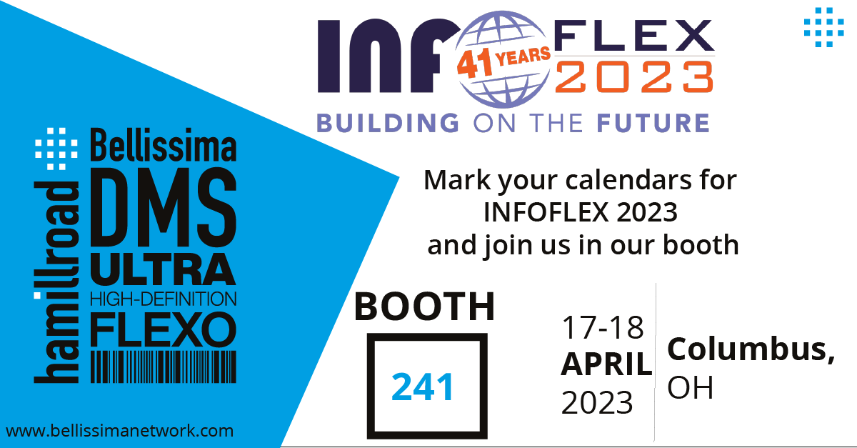The countdown is on! The Hamillroad team is gearing up for the prestigious FTA's INFOFLEX event on April 17-18, in Columbus, Ohio. Head on over to Booth 241 and pick up one of our stunning printed samples using Bellissima DMS, the ultimate in flexographic screening technology.