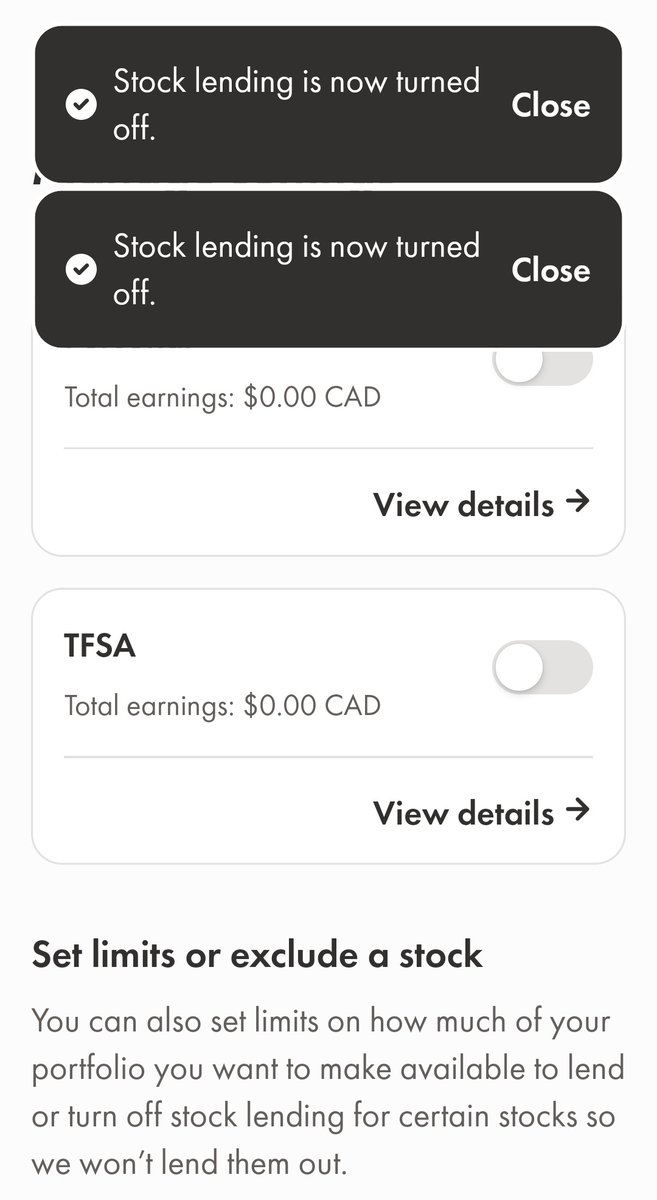 Turned off stock lending on both accounts on Wealthsimple.
$AMC $APE
#ApesAreWinning 
#ApesTogetherStrong