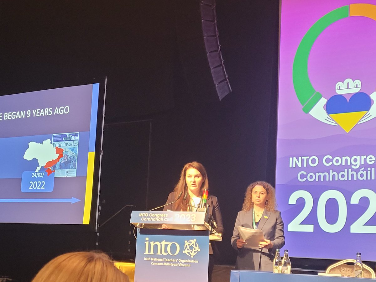 tallaghtinto's tweet photo. Emotional presentation from Trade Union Collegues from Ukraine. #SlavaUkraine #INTOCongress23 https://t.co/sDeuuGxqDw