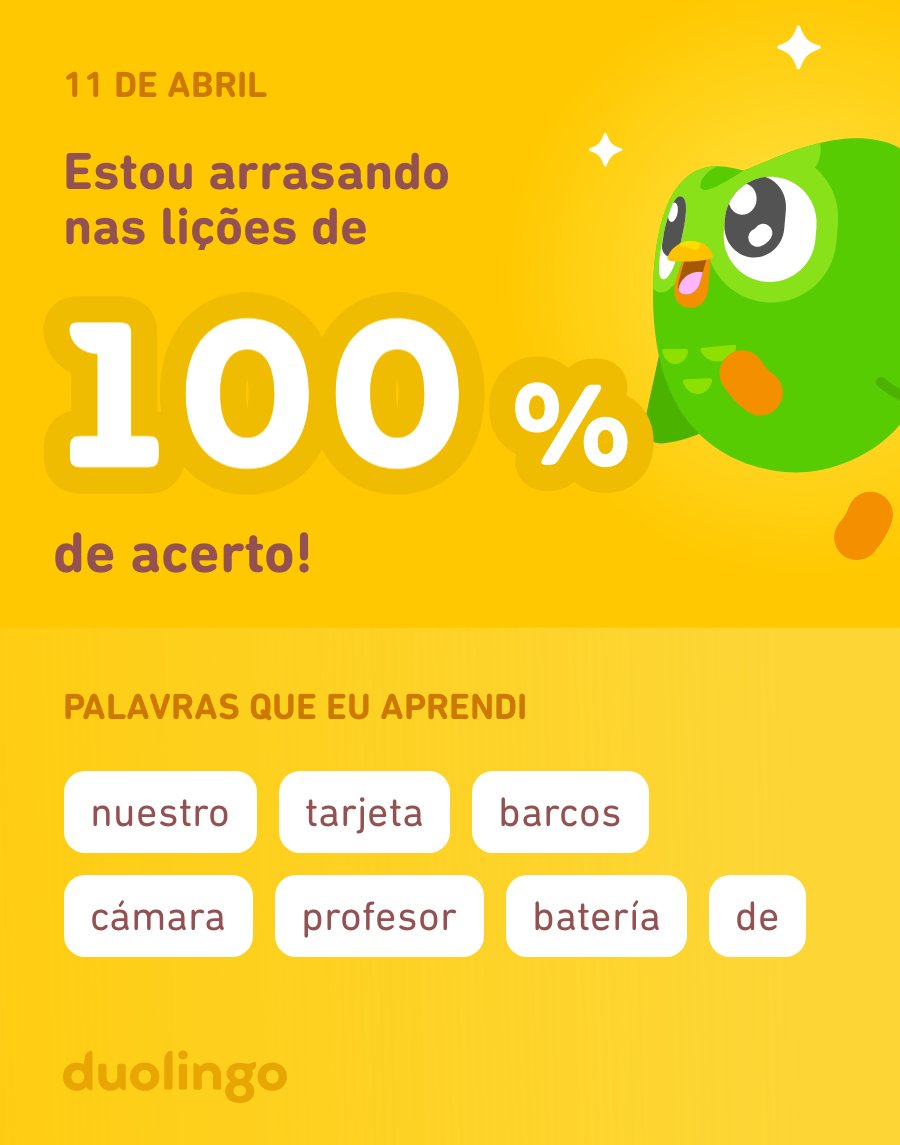 Estou aprendendo espanhol no Duolingo! É grátis, divertido e eficaz.