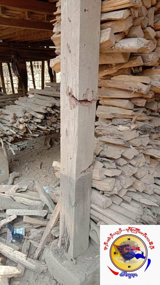 Luyui6's tweet photo. A 48-yr-old local man was wounded in his right head, a pig &amp; a chicken were killed &amp; 3 homes were destroyed as military council's MaHtaw-bsed camp fire a 120mm mortar into KaLawHtar village, MaeNyu village group, Butho tsp, on Apr8 
#2023Apr11Coup #WhatsHappeningInMyanmar https://t.co/Pc1jpa2hHr