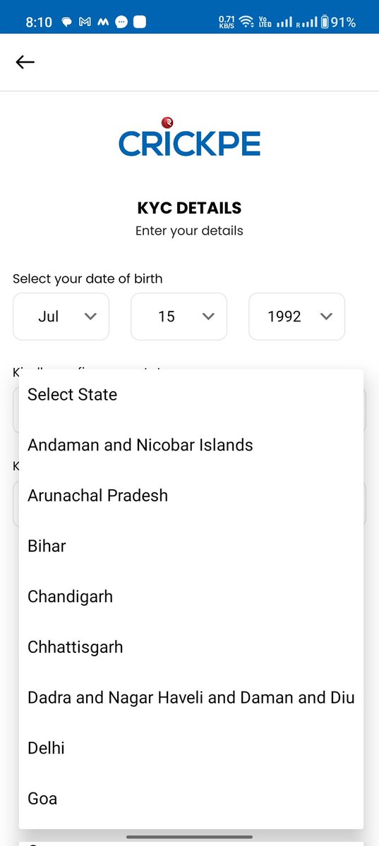 _SuvenduDash's tweet photo. Hi @Ashneer_Grover please check this UI content. All the list of Indian states are not present in this list. https://t.co/Tt4YtvzXWB