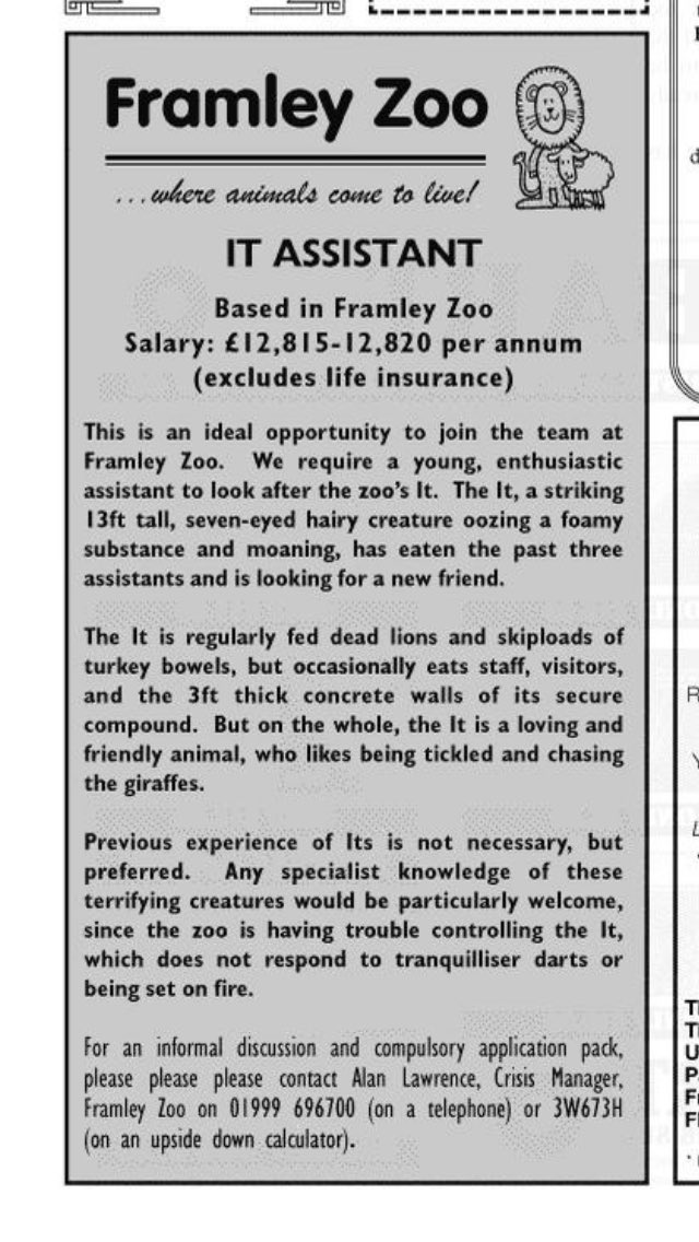 ‘But on the whole, the IT is a loving and friendly animal’…