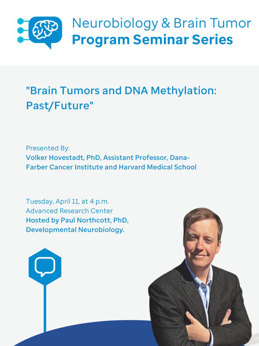 Amar Gajjar (@dramargajjar) on Twitter photo Join Dr. <a href="/hovestadt/">volker hovestadt</a>, assistant professor at <a href="/DanaFarber/">Dana-Farber</a> today at 4 p.m. as he takes a deep dive into brain tumors and DNA methylation at the #Neurobiology and #BrainTumor Program Seminar. @drpaulnorthcott will serve as host Join Dr. <a href="/hovestadt/">volker hovestadt</a>, assistant professor at <a href="/DanaFarber/">Dana-Farber</a> today at 4 p.m. as he takes a deep dive into brain tumors and DNA methylation at the #Neurobiology and #BrainTumor Program Seminar. @drpaulnorthcott will serve as host