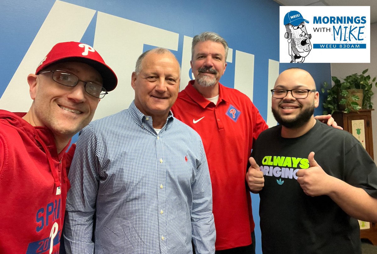 MikeKellerRadio's tweet photo. We had a blast on today’s @MwMWEEU with @ErikJesberger from the @ReadingRoyals and the @ReadingFightins Scott Hunsicker &amp; Al Pedrique.
The Royals regular season ends this weekend, then on to the Kelly Cup Playoffs. 
AND the R-Phil’s home opener is TONIGHT at First Energy Stadium. https://t.co/TrIY1GTp6x