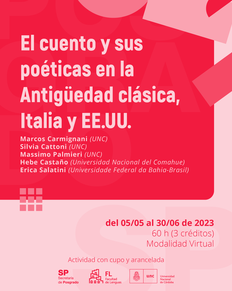 Curso de posgrado a distancia
Un espacio para poner en relación relatos de autores italianos y estadounidenses con su contexto de producción para una lectura "humanista". 📜🔍
#Literatura #Posgrado #Curso #UNC
bit.ly/3ZXMkaW