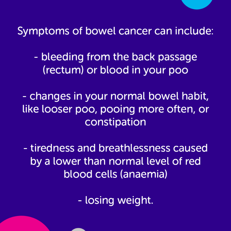 CR_UK's tweet photo. We’re sharing the potential signs and symptoms of bowel cancer this #BowelCancerAwarenessMonth 👇 

It’s important that you know your body. If you notice anything unusual for you, tell your doctor. Find more information on bowel cancer symptoms below.