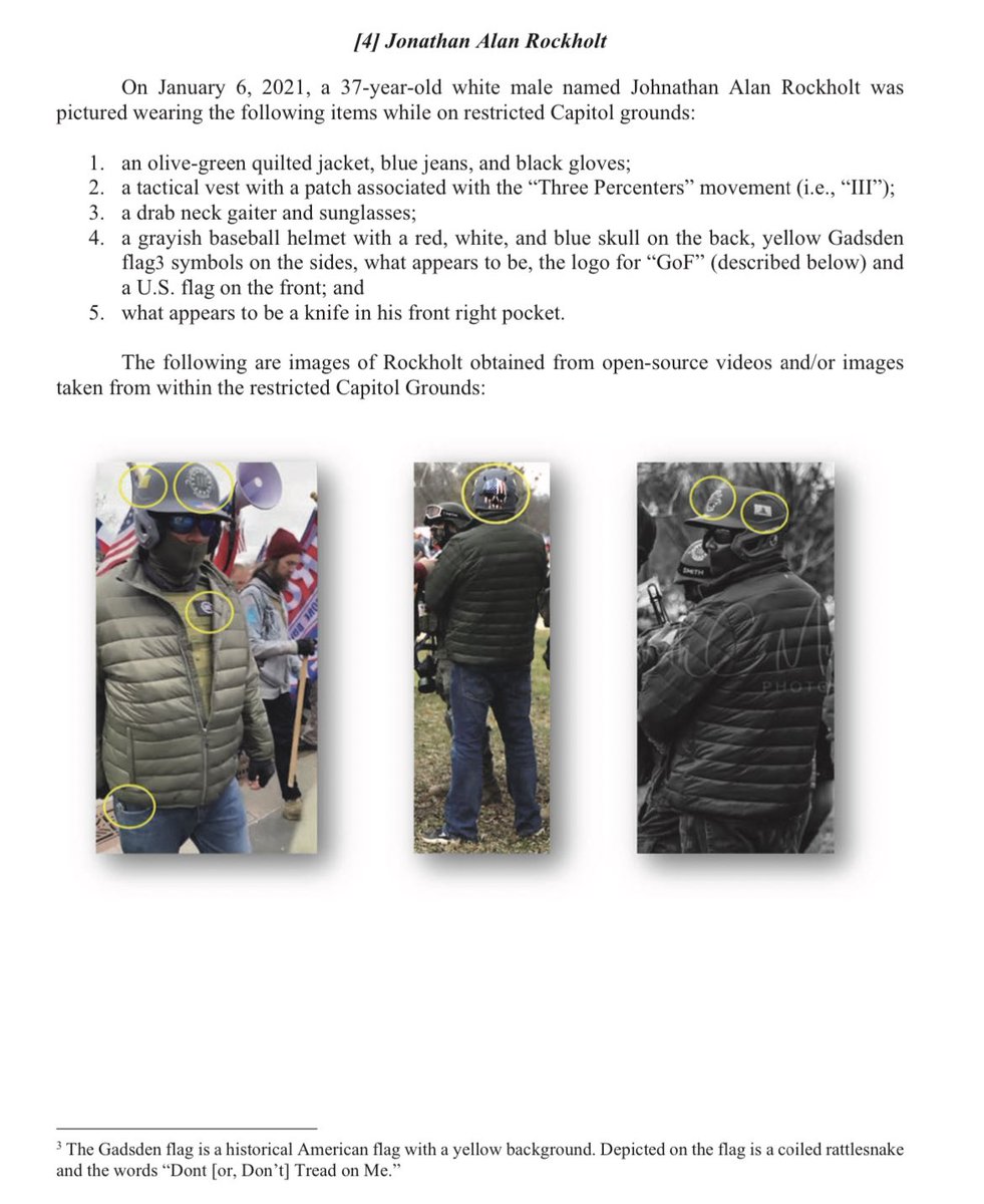 ryanjreilly's tweet photo. Florida Man Jonathan Rockholt of the Jan. 6 “B-Squad” is currently pleading guilty to charges of civil disorder and theft of government property, admitting that he was in the lower west tunnel with fellow militia members and that he stole a police shield worth $256. https://t.co/yUg4X4T5xv