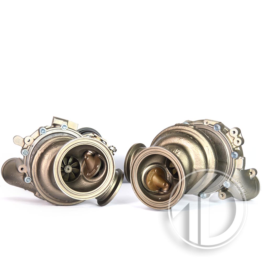 TurboDynamics's tweet image. This pair of BMW M5 (F10) turbochargers came to us for wastegate rattle repairs and a service. We also offer Hybrid upgrades on these, give us a call for more information and pricing.
 #MorePower #TurboDynamics #TurboRepair #TurboService #TurboUpgrade #bmwM5