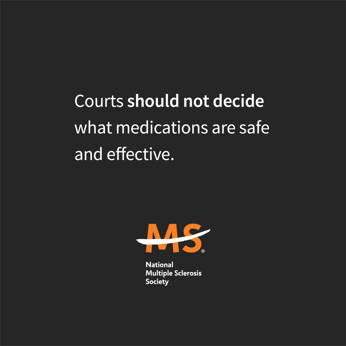 mssociety's tweet photo. We are joining 30 other organizations in urging the Fifth Circuit Court of Appeals to reverse a Texas judge’s recent ruling. It poses a serious threat to the FDA's drug approval process–a process people with MS &amp; all Americans rely on. #FDAnotCourts

More: https://t.co/JECooCz4rq https://t.co/GOma5tdVHS