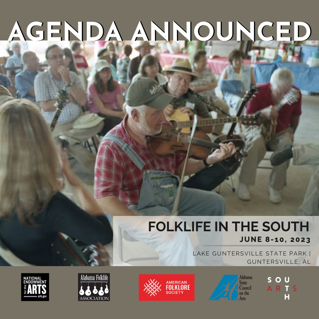 Just announced the 2023 Folklife in the South (FITS) #gathering agenda❗ Take a look at our newly released #agenda to see the session topics, speakers, and activities at southarts.org/programs-confe…

Join us for FITS on June 8-10, 2023, at Lake Guntersville, Alabama.