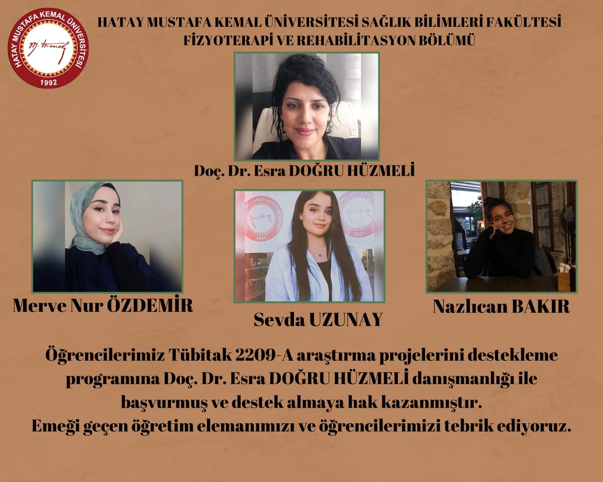 Hmkusbfftr's tweet photo. Öğrencilerimiz Tübitak 2209-A Üniversite Öğrencileri Araştırma Projeleri Destekleme Programına başvurmuş ve destek almaya hak kazanmışlardır.  @mkuniv @Hmkusbfftr https://t.co/So74HOW82P