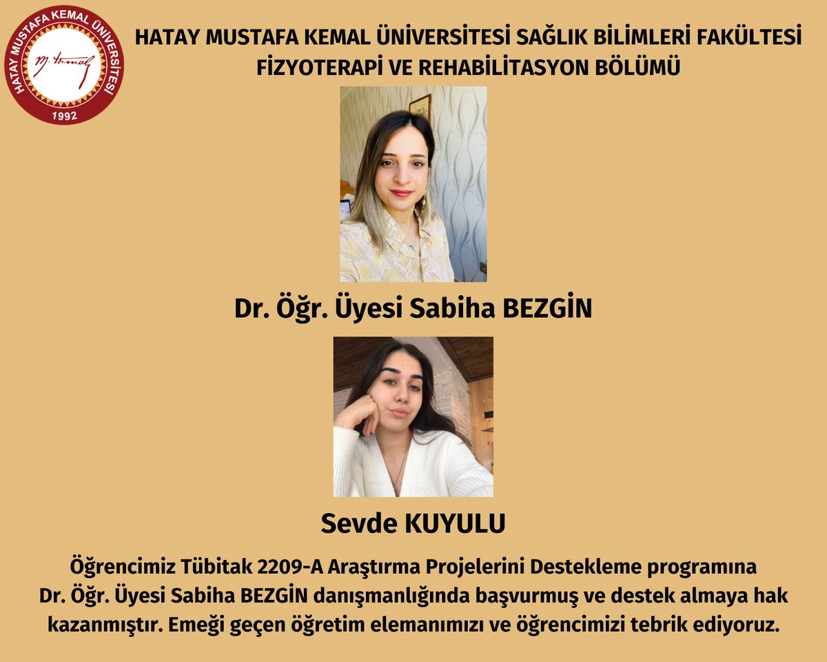 Hmkusbfftr's tweet photo. Öğrencilerimiz Tübitak 2209-A Üniversite Öğrencileri Araştırma Projeleri Destekleme Programına başvurmuş ve destek almaya hak kazanmışlardır.  @mkuniv @Hmkusbfftr https://t.co/So74HOW82P