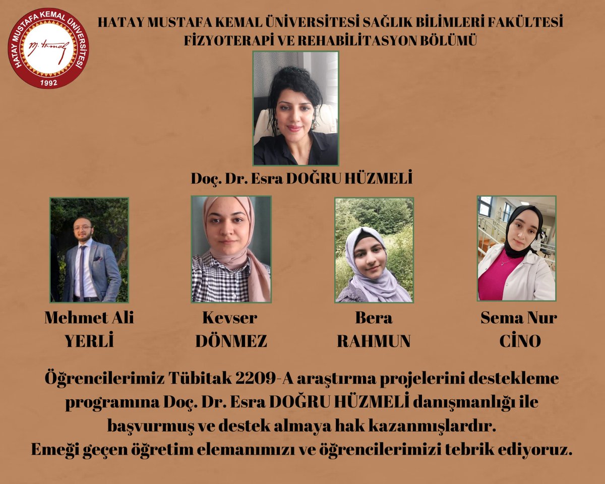 Hmkusbfftr's tweet photo. Öğrencilerimiz Tübitak 2209-A Üniversite Öğrencileri Araştırma Projeleri Destekleme Programına başvurmuş ve destek almaya hak kazanmışlardır.  @mkuniv @Hmkusbfftr https://t.co/So74HOW82P