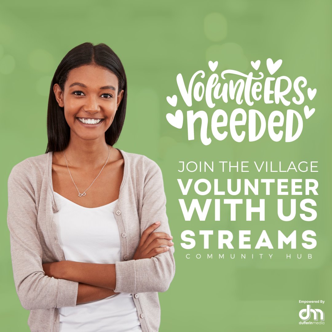 Volunteer with us. We aim to create meaningful and valuable experiences for our volunteers.

To learn more please visit
streamshub.org/volunteer/  
1-305 Col. Phillips Drive, Shelburne ON