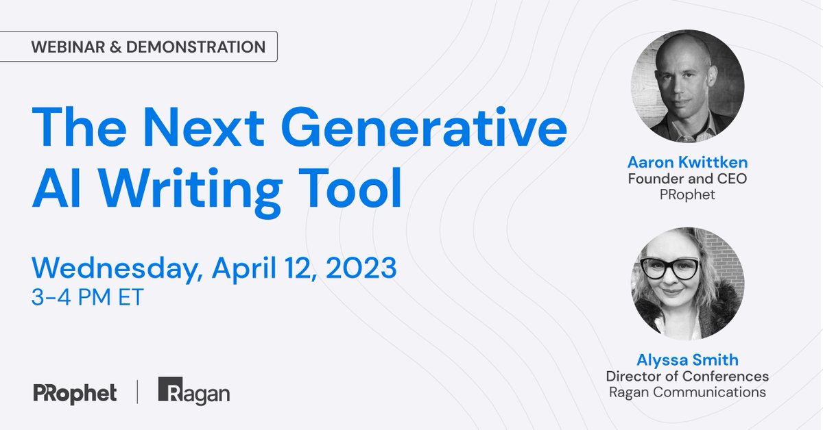 Join our founder and CEO, <a href="/AKwittken/">Aaron Kwittken</a> and <a href="/RaganComms/">Ragan.com</a> Director of Conferences, @Alyssadoesathng tomorrow as they dispel common concerns around #AI. 👏 Plus, get a live demonstration of Taylor, our latest generative AI tool! Don't miss out: ​ragan.com/store/the-next…