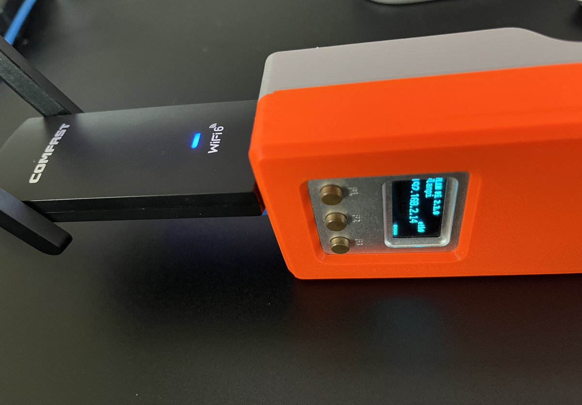 Some news. For those with a <a href="/wlanpi/">WLAN Pi</a> NEO/NEO2 still lying around, I have backported 6 GHz support for these models so you can test/analyze 6E networks using a Comfast CF-951AX/953AX adapter. New images and details here: github.com/WLAN-Pi/neo2/r… #WLPC #WiFi6E