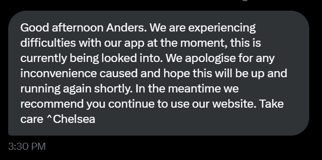 HTTR_UK's tweet photo. @LeShuttle_Help @LeShuttle Chelsea, it would probably be a good idea if you send out a tweet telling others about your app issues, so they know that there is a problem at the moment instead of telling people in a DM. I'm posting your message hoping that it will help others. #MyEurotunnelApp #LeShuttle https://t.co/VGp0aoUp21