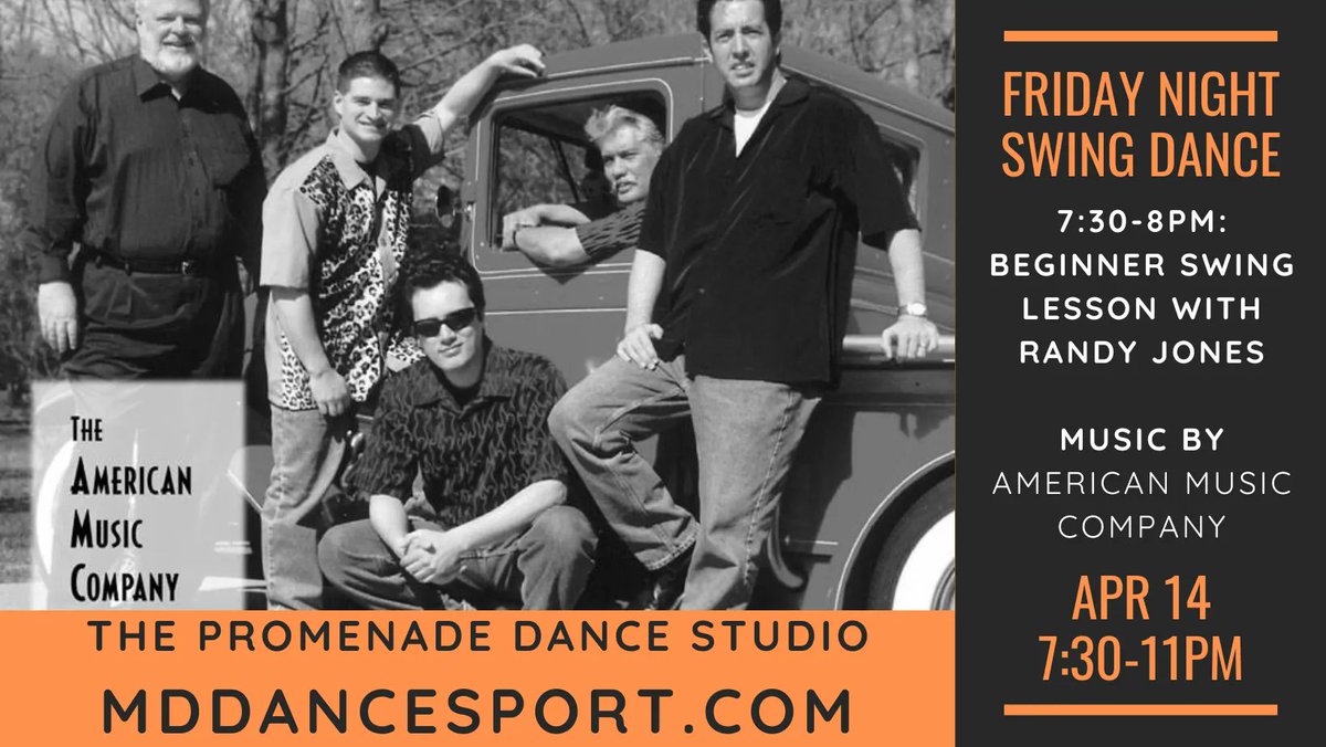 MDYogaDoc's tweet photo. Save your #Friday for #SwingDance with the American Music Company!

You can visit #thePromenade #DanceStudio at 
https://t.co/oLO6Ub5vDA!

#dancestudios #marylanddance #ballroom #danceevents #ballroomdance #socialdance #socialdancing #danceclasses #danceparty #danceclass https://t.co/Gto7tlil6A
