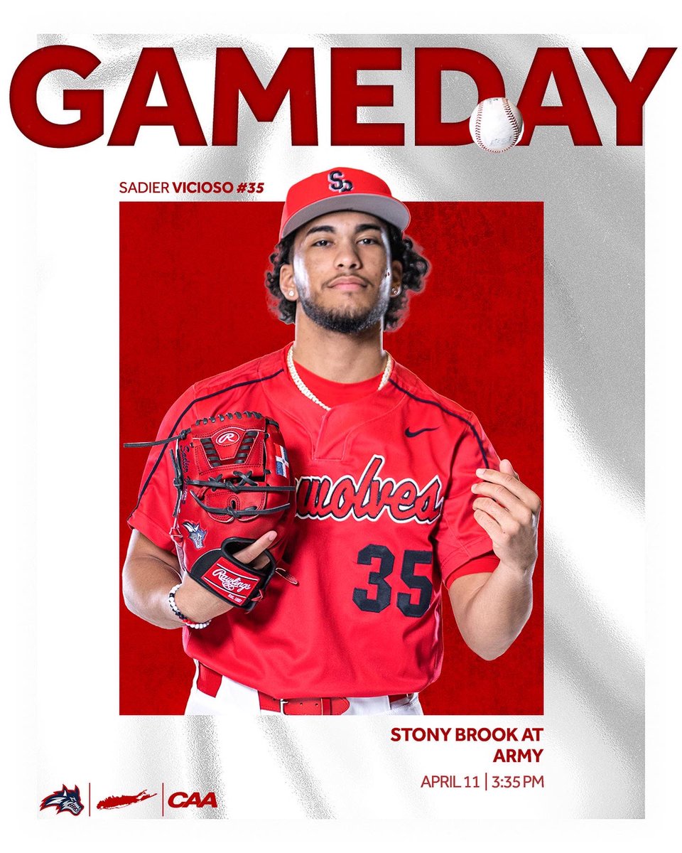 StonyBrookBASE's tweet photo. Say it with us. It’s 𝐆𝐀𝐌𝐄𝐃𝐀𝐘! 

🆚 @ArmyWP_Baseball 
⏰ 3:35 First Pitch 
📍 West Point, N.Y. 
📊 https://t.co/kwYjt1f8w7
📺 https://t.co/oQSQ08GII4

🌊🐺 x #NCAABaseball https://t.co/8DqNXey9KR