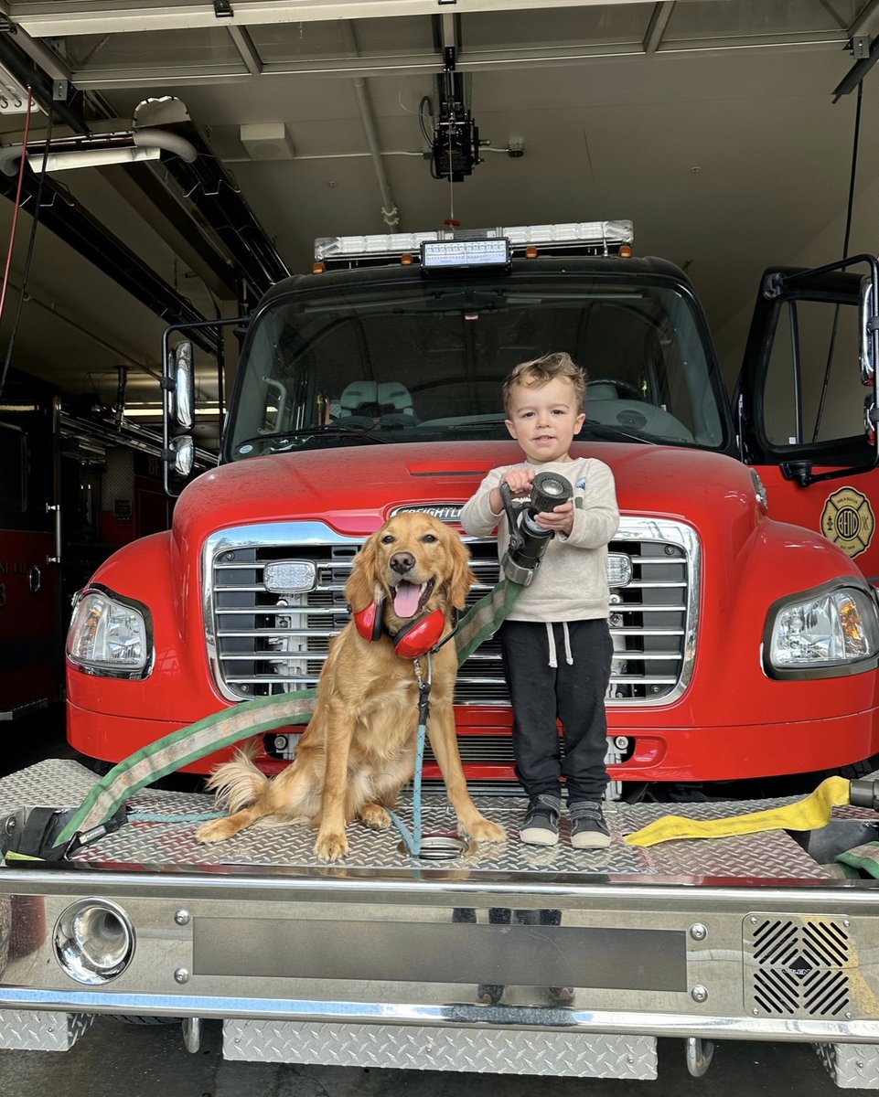 bendfirefighter's tweet photo. Happy National Pet Day! We love all pets but there’s something extra special about firefighters and their dogs. 🐶 https://t.co/MsYEc2c9C2