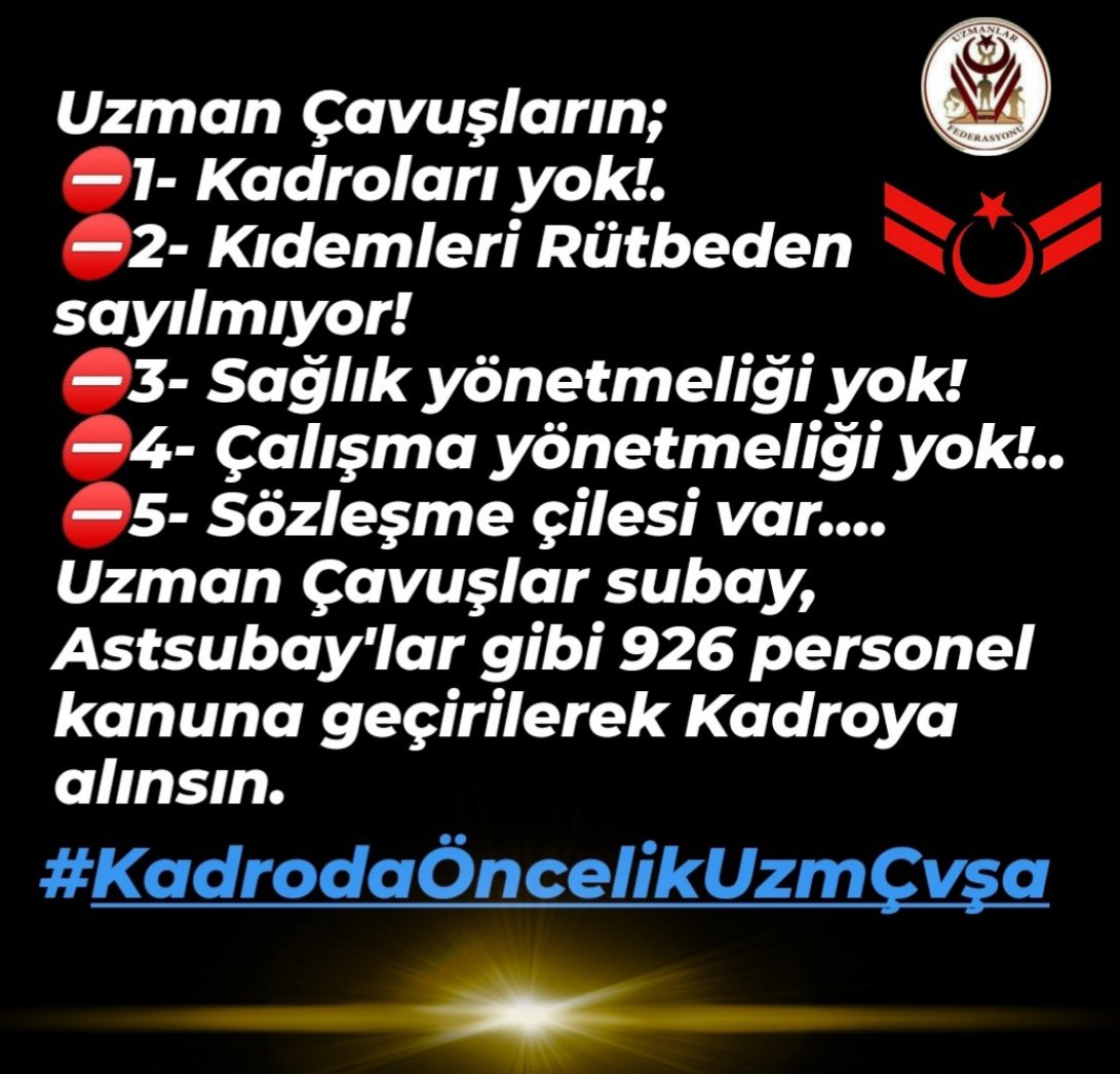 OzmentesMesut's tweet photo. Anadolu’nun Ay ve Yıldızı,
Bayrakta Rengin Kırmızı ,
Gönüllere Düşen Bir Sızı ,
Duyulmaz Sesi , Avazı.
Görülmeyen , Duyulmayan , 37 Yıldır Bekleyen Kahraman Uzman Çavuşlar Mesleki Güvence İstiyor
@RTErdogan 
@dbdevletbahceli 
@BY 
@dijital 
@alitilkici38
#ReisSözleşmeUzmÇvşaDert https://t.co/SPQwq9s3Bz