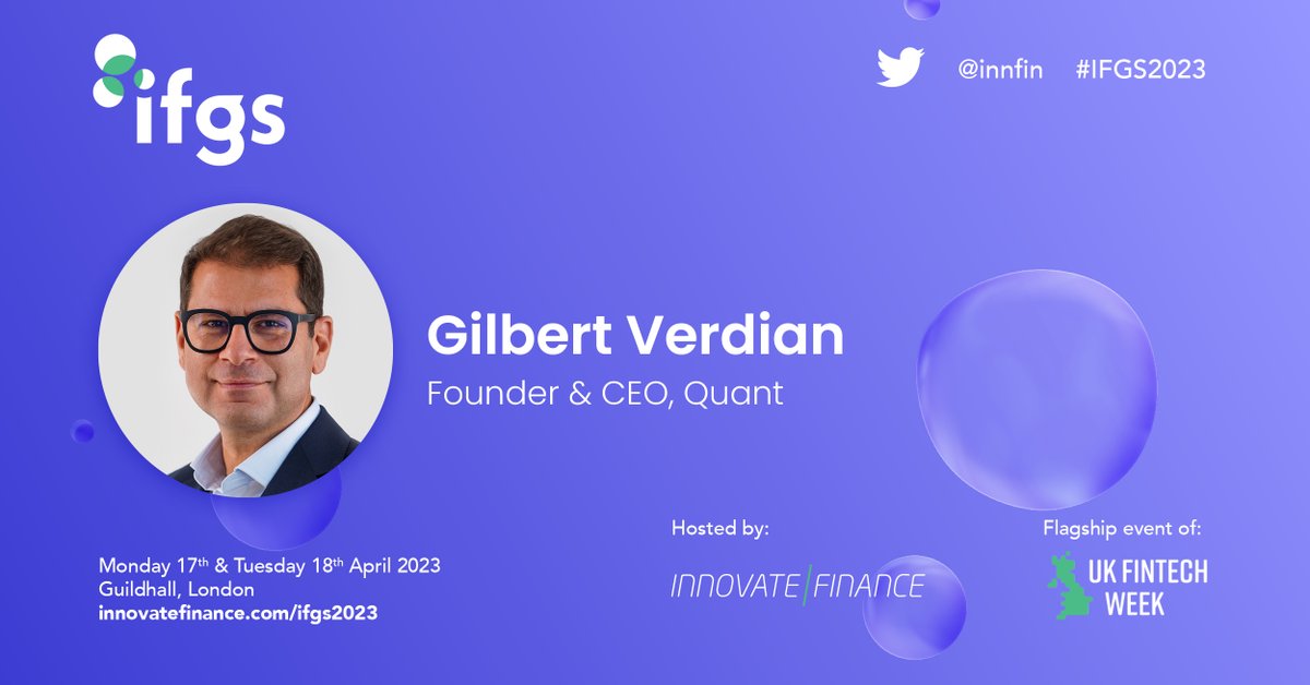 Our founder and CEO, @gverdian, will take to the stage at @InnFin's #IFGS2023 next week to discuss the implementation of central bank digital currencies. 

Details here: innovatefinance.com/profiles/gilbe…

#CBDC #CBDCs #UKFintechWeek