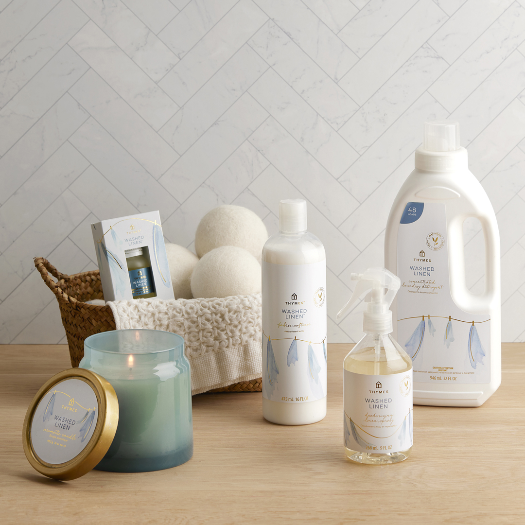 Freshly laundered linens. Washing, drying and folding will be a favorite task to complete when using the delicate Washed Linen home care collection.