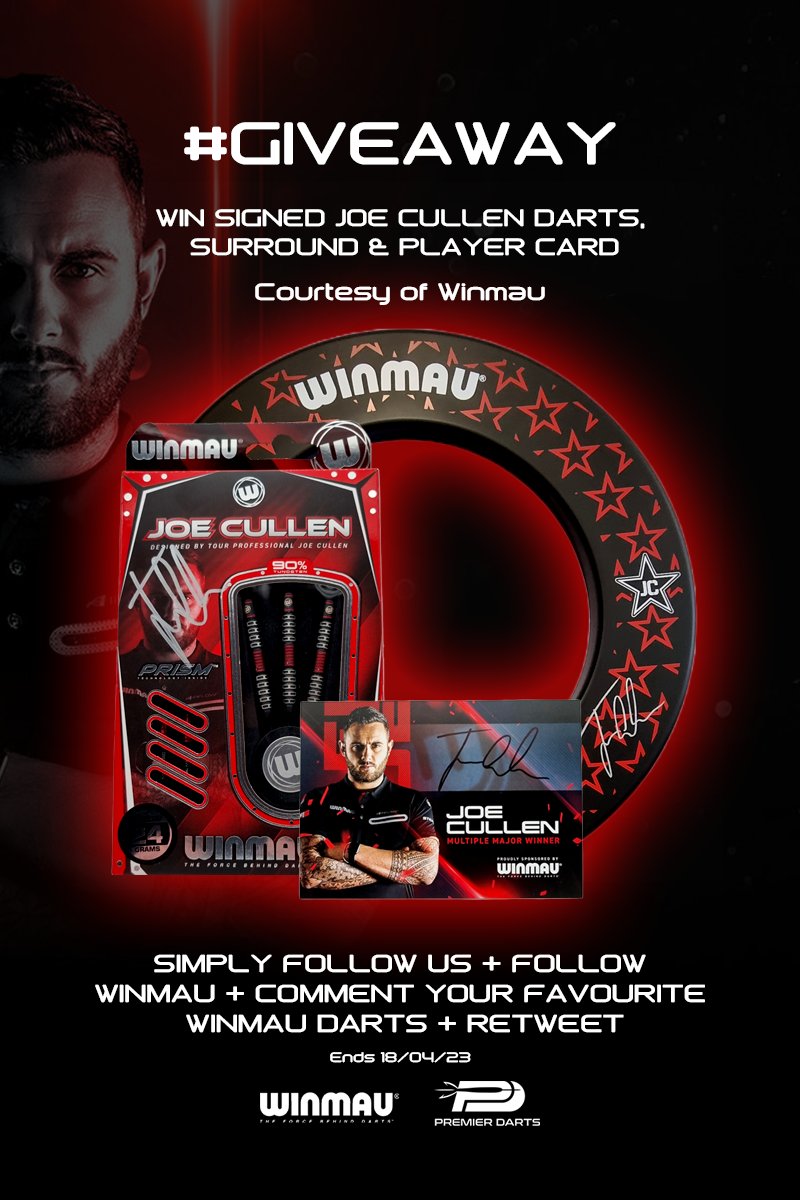 Premier Darts (@premier_darts) on Twitter photo #WIN
It's Competition Time ๐ฏ
Win Yourself a Signed Set of <a href="/rockstar_13_/">J O E C U L L E N</a> Joe Cullen Darts, Surround and Player Card. Courtesy of <a href="/Winmau/">Winmau</a>
Simply Follow us on Twitter <a href="/premier_darts/">Premier Darts</a>
+ Follow <a href="/Winmau/">Winmau</a>
+ Comment Your Favourite Winmau Darts
+ Retweet
Good Luck All. The Winner #WIN
It's Competition Time ๐ฏ
Win Yourself a Signed Set of <a href="/rockstar_13_/">J O E C U L L E N</a> Joe Cullen Darts, Surround and Player Card. Courtesy of <a href="/Winmau/">Winmau</a>
Simply Follow us on Twitter <a href="/premier_darts/">Premier Darts</a>
+ Follow <a href="/Winmau/">Winmau</a>
+ Comment Your Favourite Winmau Darts
+ Retweet
Good Luck All. The Winner