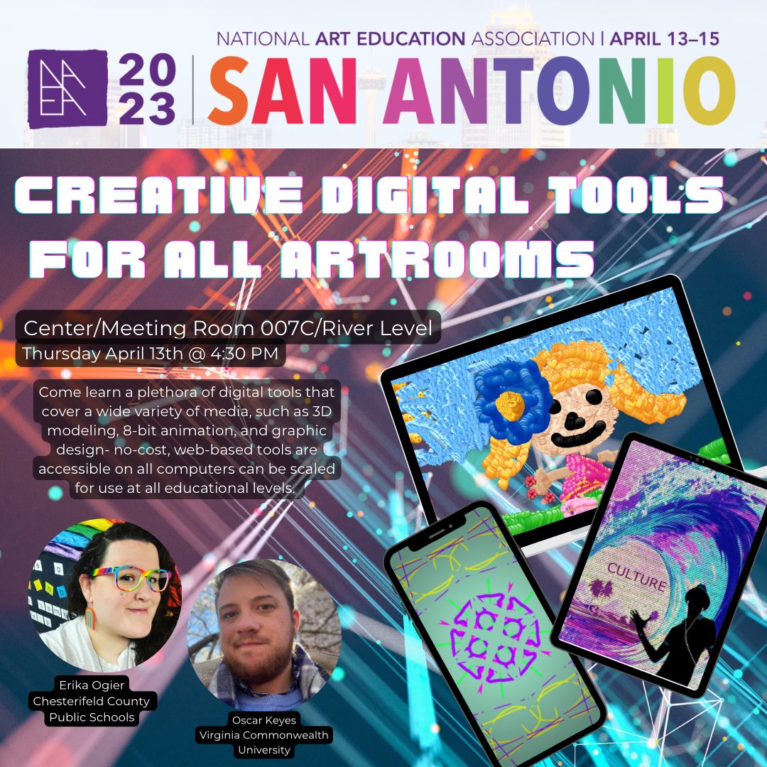 SCES_Resource's tweet image. Ms. O’s headed to the National Art Education Conference in San Antonio! She’s presenting on a wealth of creative digital tools for use in a wide variety of classrooms! Have a great time!!! #NAEA23 @SCESStars @VCUarts @CCPSVISARTS