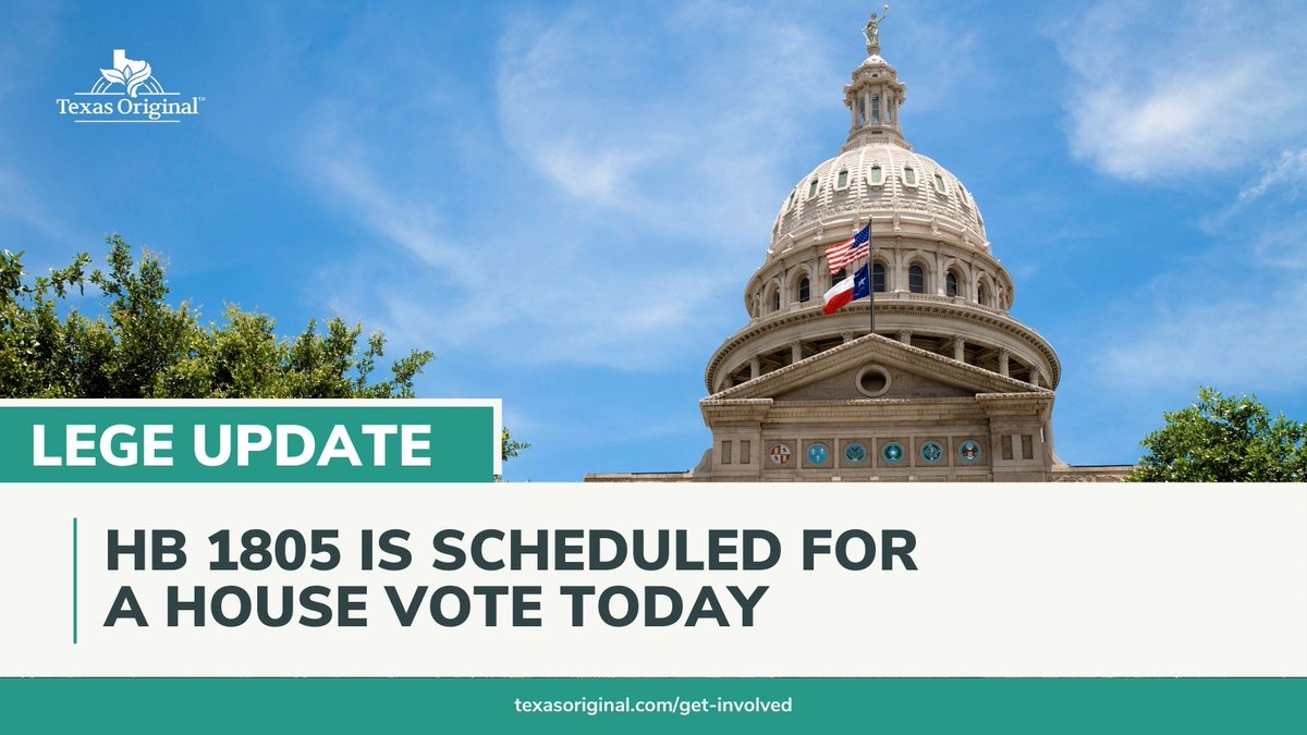 TexasOriginalCC's tweet photo. The Texas House of Representatives will vote on #HB1805 today, a bill that would expand the #CompassionateUseProgram and provide more patients access to #MedicalCannabis. Support HB 1805 by visiting: https://t.co/JjnmHeaidN. #txlege #HB1805 https://t.co/Evdk5WINL3