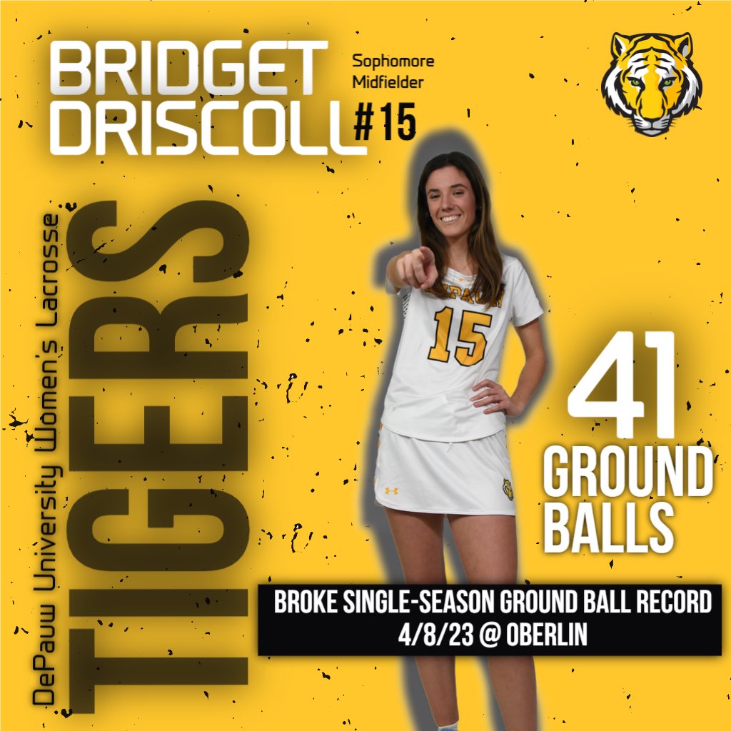 DePauw Tigers (@depauwathletics) on Twitter photo 🚨Record Breaking Performance🚨 In the last 2 weeks <a href="/DePauwWLax/">DePauw Women’s Lacrosse</a> team broke 3 records! Bridget Driscoll broke the single-season ground ball & draw control records! And the Tigers 8 game win streak is the longest in program history! #TeamDePauw #DePauwAthletics #d3lax #d3Week 🚨Record Breaking Performance🚨 In the last 2 weeks <a href="/DePauwWLax/">DePauw Women’s Lacrosse</a> team broke 3 records! Bridget Driscoll broke the single-season ground ball & draw control records! And the Tigers 8 game win streak is the longest in program history! #TeamDePauw #DePauwAthletics #d3lax #d3Week