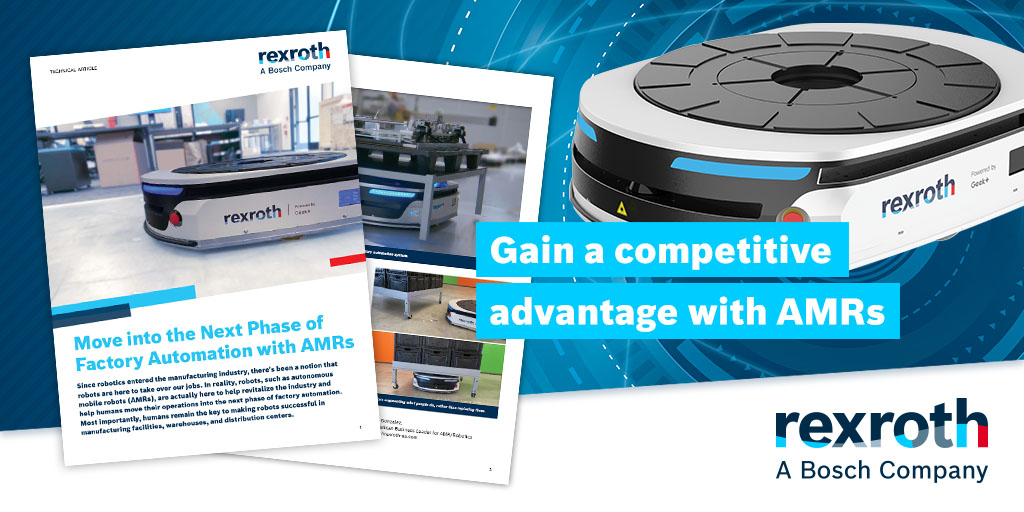 BoschRexrothUS's tweet image. The autonomous mobile robot (AMR) is fast becoming a critical part of intralogistics. Download the technical article to learn more about how AMRs benefit manufacturers from one of our robotics experts. #amrs #intralogistics #warehousing #automation #factoryautomation