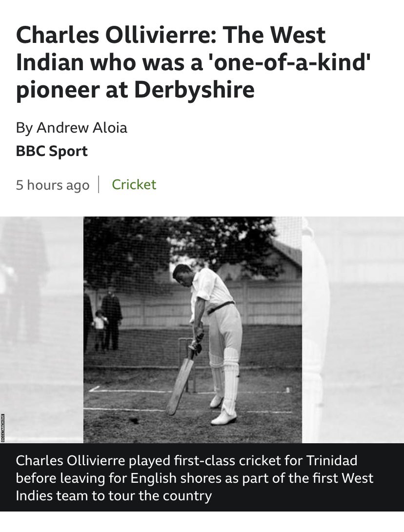 There’s an interesting article on the BBC sport website today about Charles Ollivierre who scored 229 and 92* at the Queen’s Park against Essex in 1904