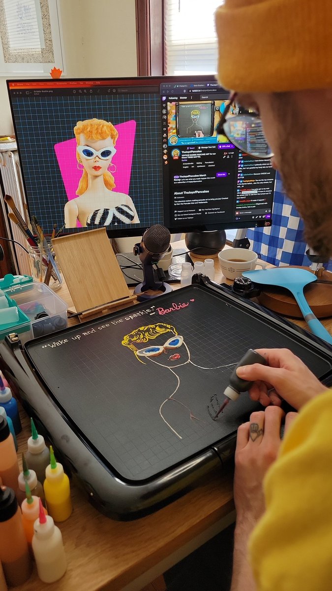 Iconic Barbie is here with us today - or at least she is forming. Join us while we bring this favorite doll to pancake life! twitch.tv/thejoyofpancak…