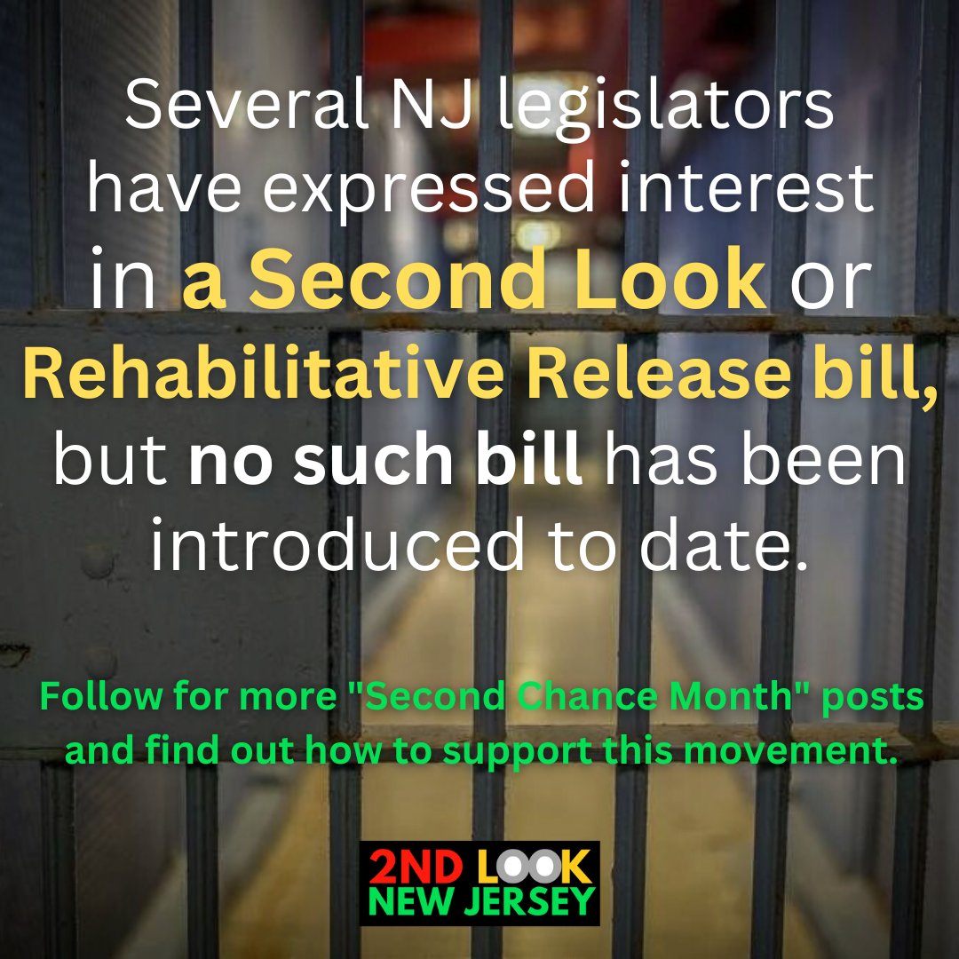 2ndlooknj's tweet image. What could #SecondLook legislation look like in NJ? Every person who is 60+ and has served 20 years could petition the courts to be resentenced based on their transformation and readiness to return home. #SecondChanceMonth