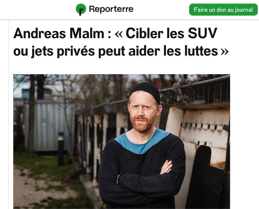hadrienmathoux's tweet photo. Invité par LFI à donner conférence, interviewé par Mediapart et Reporterre, Andreas Malm est la nouvelle star écolo. Idée phare du Suédois : intégrer la violence dans le « répertoires d'actions du mouvement climat ». Polémique,  certes, mais il y a davantage si l'on creuse... ⬇️ https://t.co/J4o9ZnhL0l