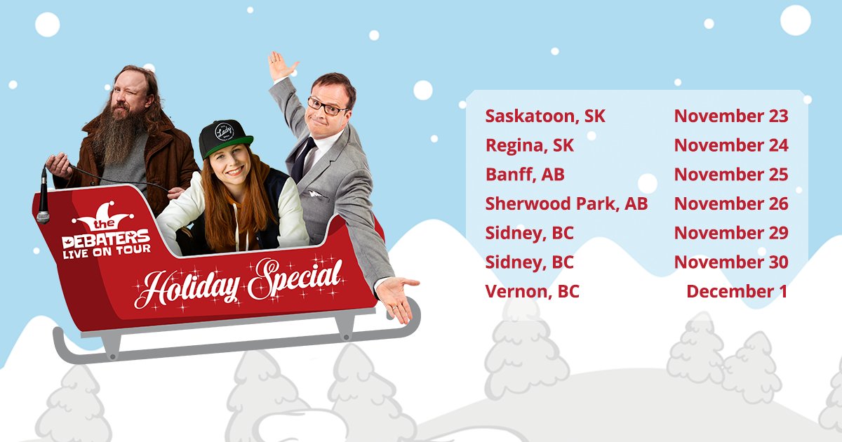 The Debaters Live (@debaterslive) on Twitter photo Hey Saskatchewan, Alberta, and BC: we just announced new shows in November and December in your provinces starring <a href="/patterballs/">Steve Patterson (not a parody)🇺🇦</a>, <a href="/grahamclark/">Graham Clark</a>, and <a href="/MsKatieEllen/">KatieEllen Humphries</a>. Tickets go on sale this Friday, April 14! debaterslive.com Hey Saskatchewan, Alberta, and BC: we just announced new shows in November and December in your provinces starring <a href="/patterballs/">Steve Patterson (not a parody)🇺🇦</a>, <a href="/grahamclark/">Graham Clark</a>, and <a href="/MsKatieEllen/">KatieEllen Humphries</a>. Tickets go on sale this Friday, April 14! debaterslive.com