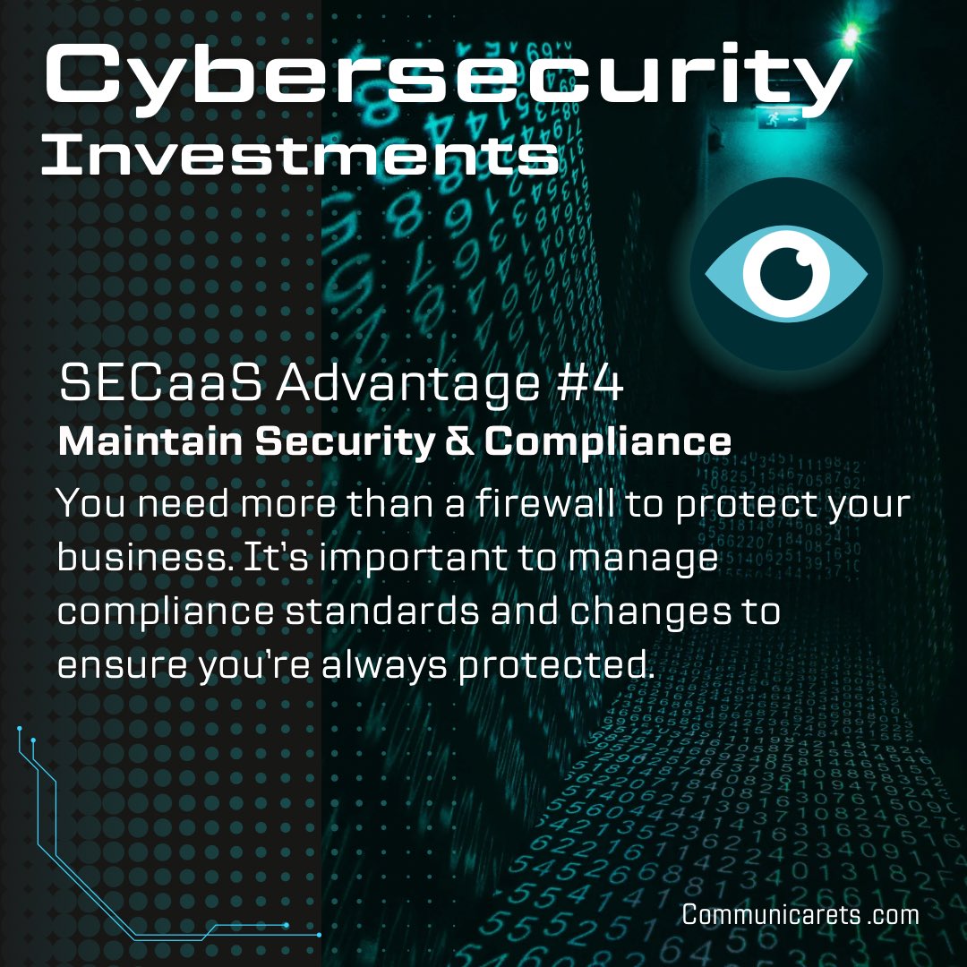 ✅🔐SECaaS Advantage #4: Maintain Security &amp; Compliance

Compliance and security share the same goal — to reduce and mitigate risk. The right SECaaS provider can make it easier to achieve, maintain and show compliance.

Let’s talk: 🗓️Meeting link: meetings.hubspot.com/mart-woodall