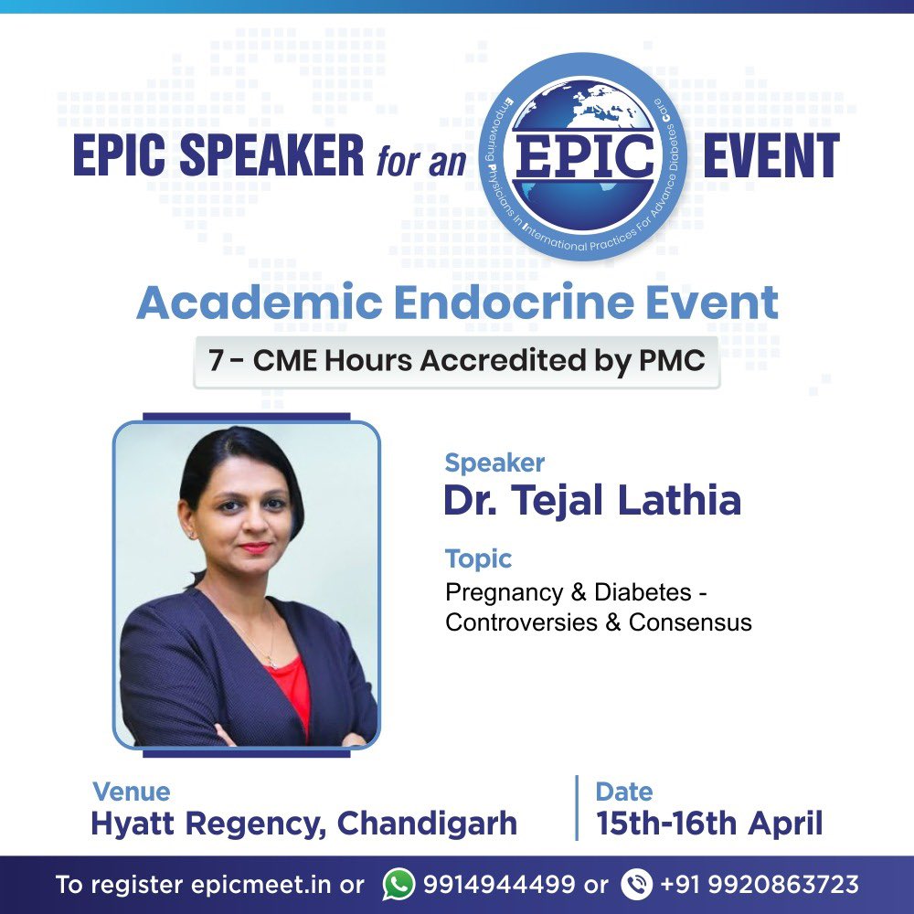 Sweet_dia_fdn's tweet image. We are honoured and privileged to have @drtejallathia as speaker for her invaluable sharing of wisdom and knowledge at #EPIC2023 

@monty_doc @idrlakshmi @soumikgoswami @SanjayKalraDr1 @IndiaESI @Rssdi_official