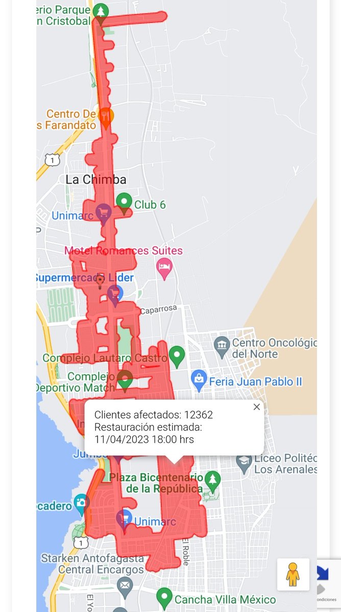 Nuevamente corte de luz en el sector norte de Antofagasta sin aviso, y dic que la repdociin es a las 18 hrs <a href="/CGE_Clientes/">CGE Clientes</a> #Antofagasta