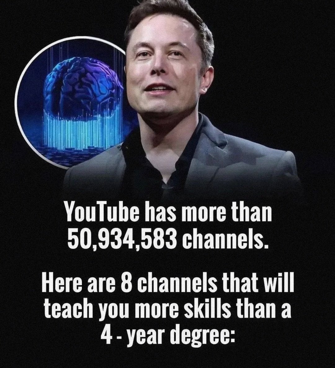 YouTube has more than 50,934,583 channels.

Here are 8 channels that will teach you more skills than a useless degree: