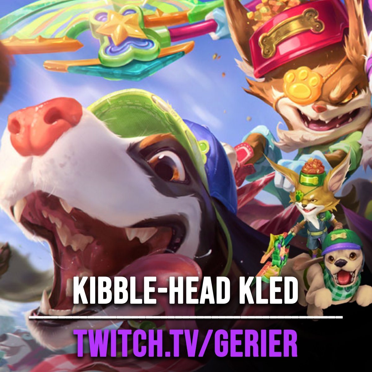 Tengo un montón de códigos de la nueva skin de Kled y pienso regalar 5 por aquí mañana a gente que:

Deje un LIKE 👍
Y un RT 🔁

Los demás los sortearé en directo en Twitch esta noche con el partido de la @BuffonsLeague.

¡Suerte!
