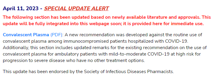 IDSAInfo's tweet photo. UPDATED #IDSAGuidelines recommendation and remarks on the use of convalescent plasma in the treatment of patients with COVID-19: https://t.co/oAbCM4huYM https://t.co/BG2o8FWYZ3