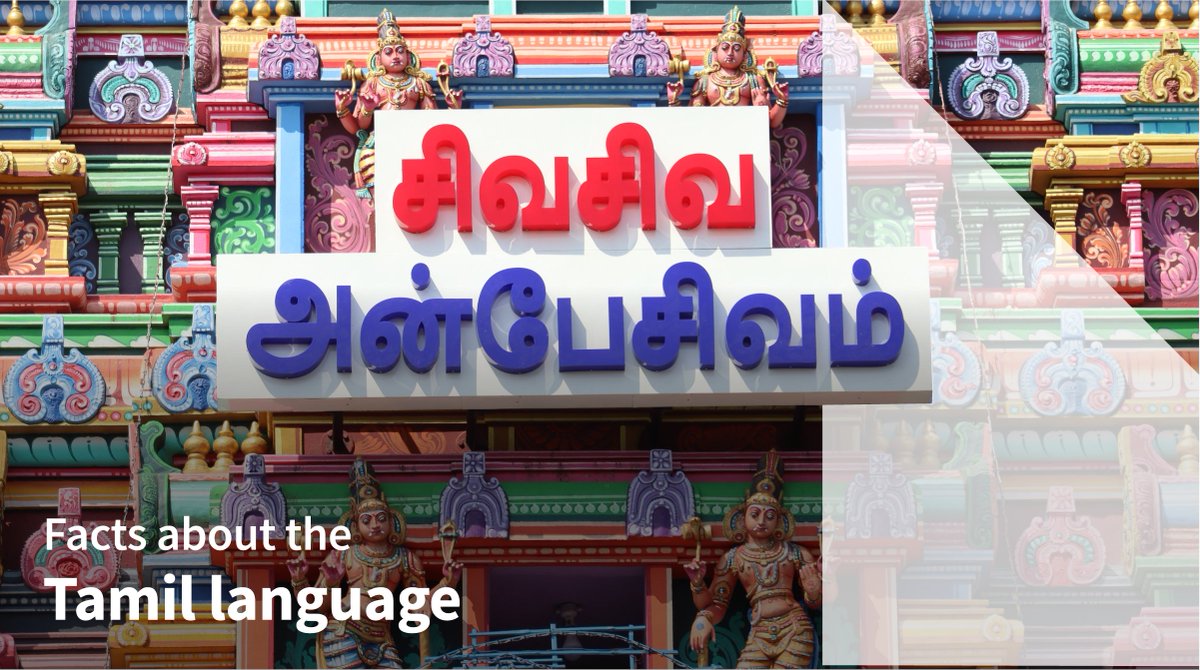 🤩 Get ready for some fun facts about the Tamil language! 
Did you know that Tamil is over 2,000 years old and has a script that can be written and read upside down? 
Plus, Tamil has its own holiday (March 21) and emojis: sambar 🍲, a sari🥻, and a temple 🕍!